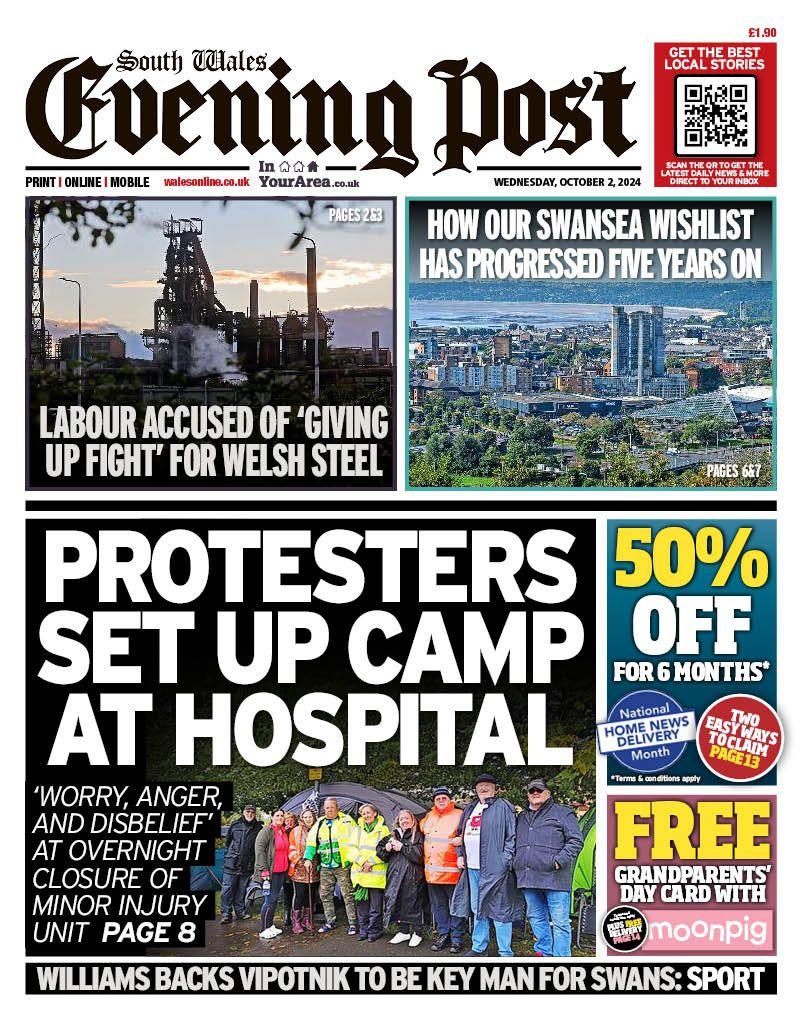 South Wales Evening Post front page