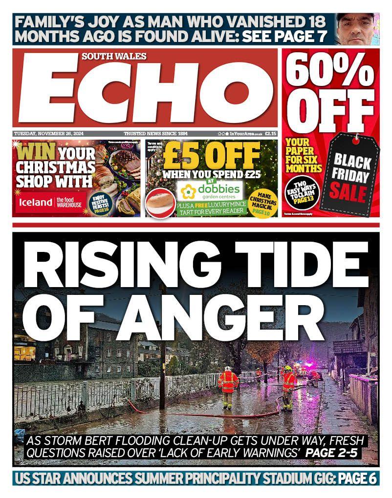 Front page of the South Wales Echo 