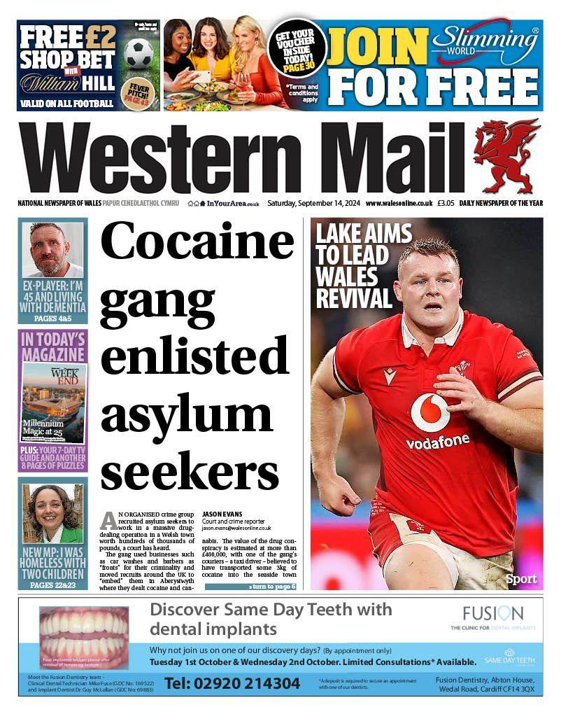 Front page of the Western Mail