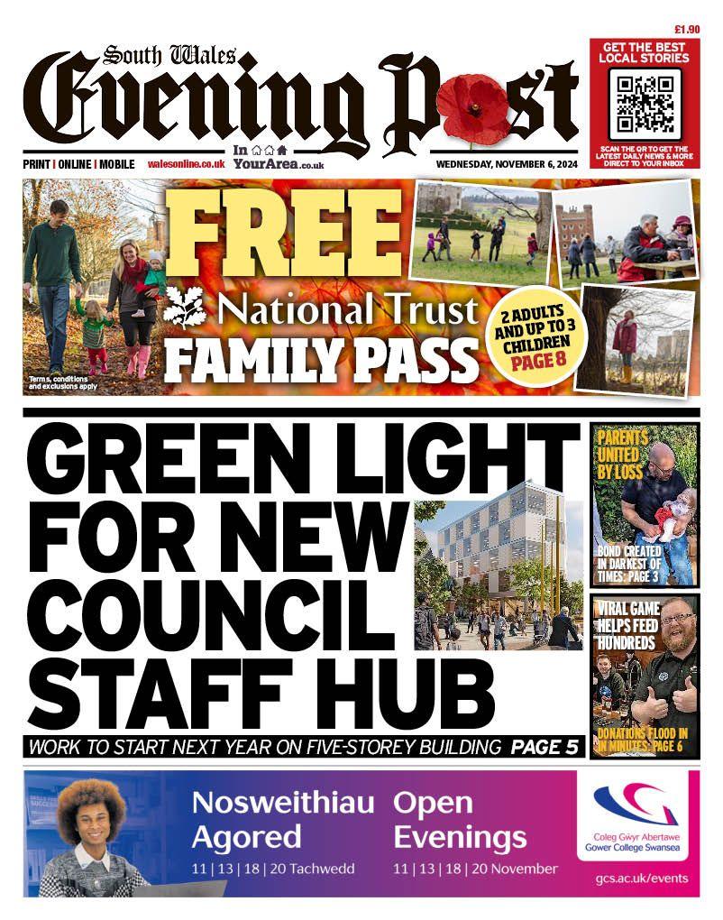 South Wales Evening Post front page