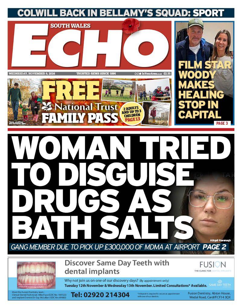 South Wales Echo front page