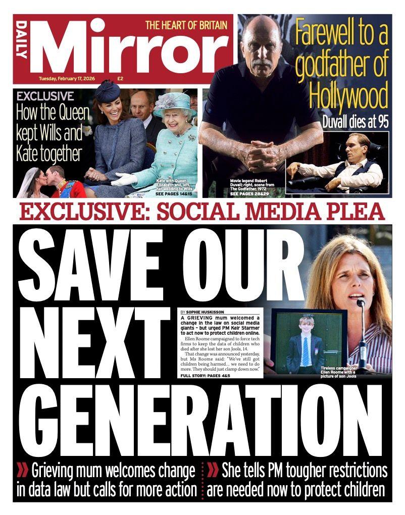 Në faqen e parë të Daily Mirror shkruan: "Shpëtoni brezin tonë të ardhshëm".