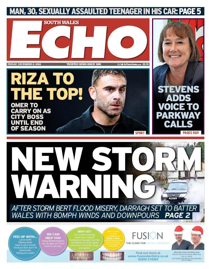 Front page of the South Wales Echo