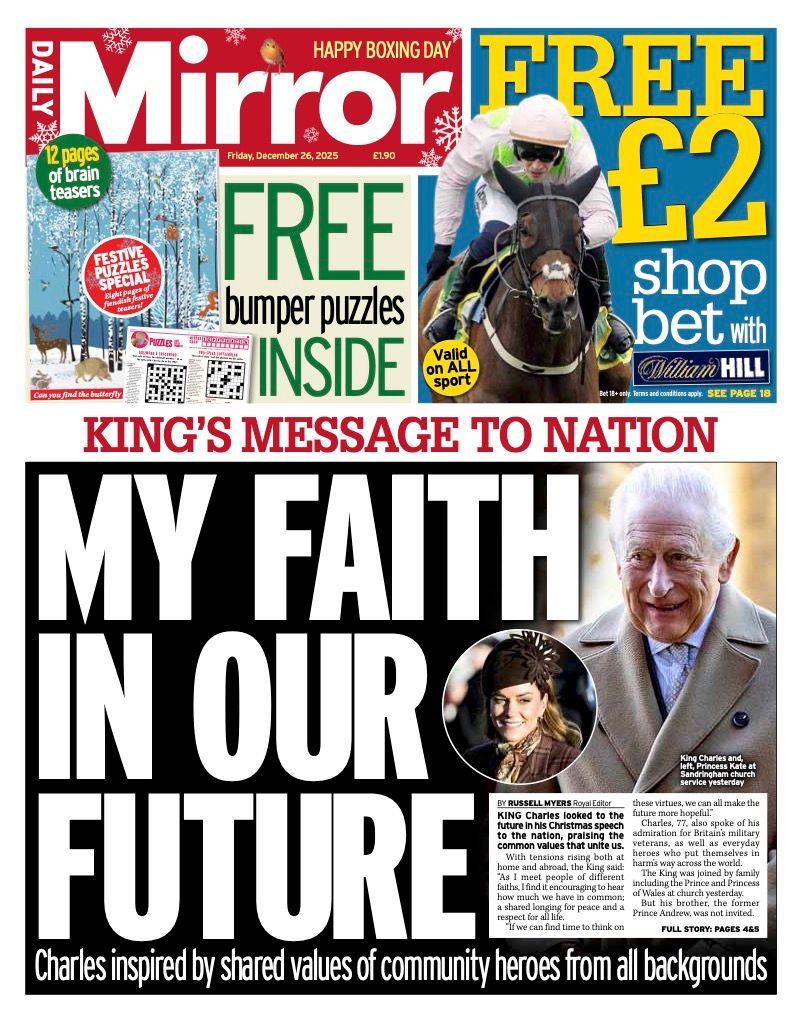 Titulli kryesor i Daily Mirror është "Besimi im në të ardhmen tonë".