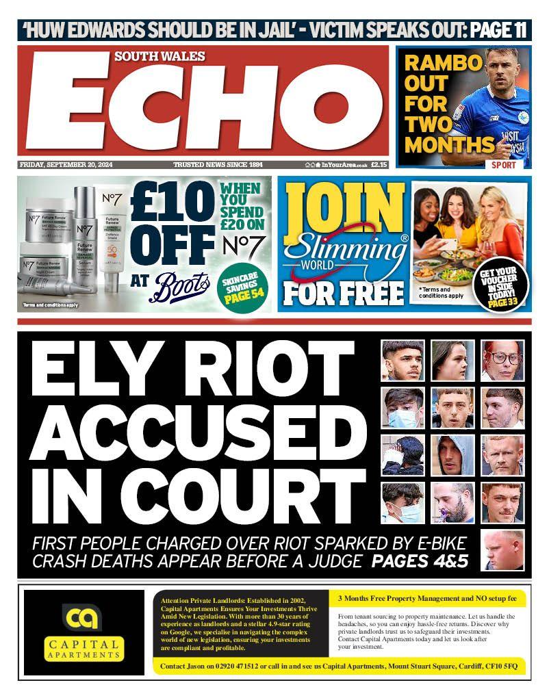 South Wales Echo front page