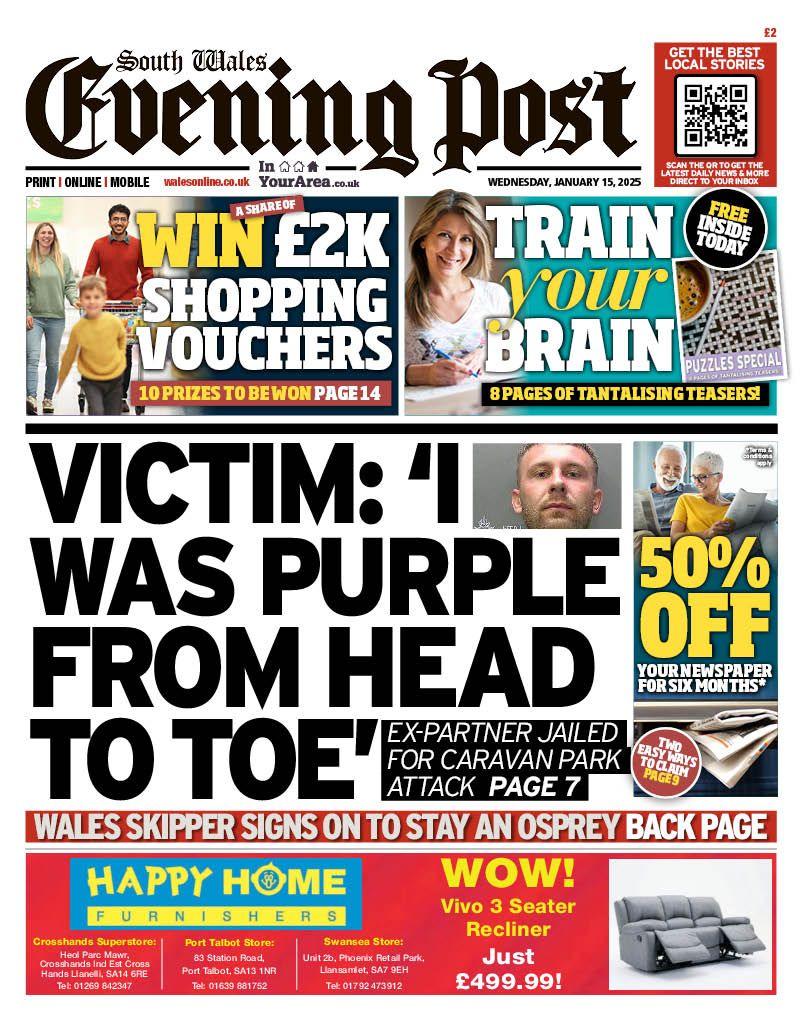 South Wales Evening Post front page