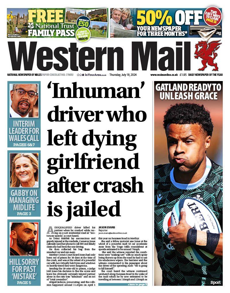 Front page of the Western Mail 