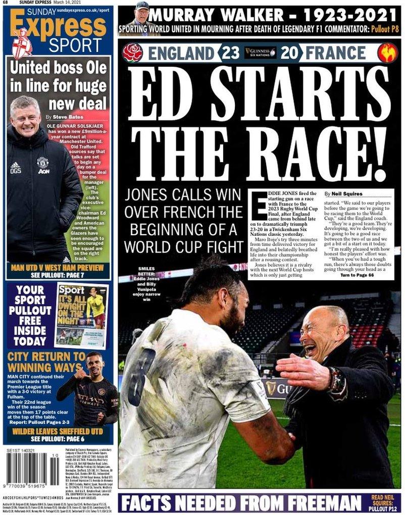 The back page of the Sunday Express