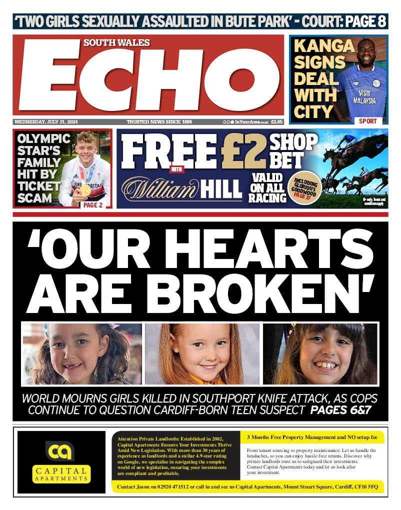 Front page of the South Wales Echo
