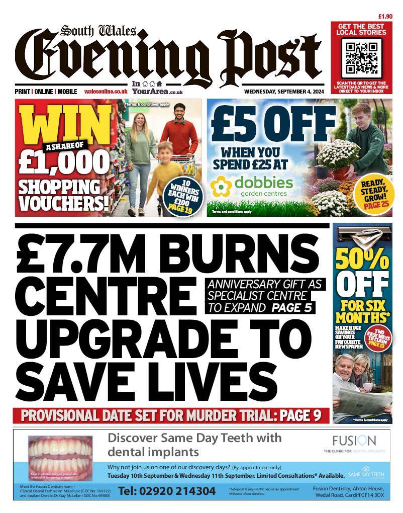 front page of South Wales Evening Post