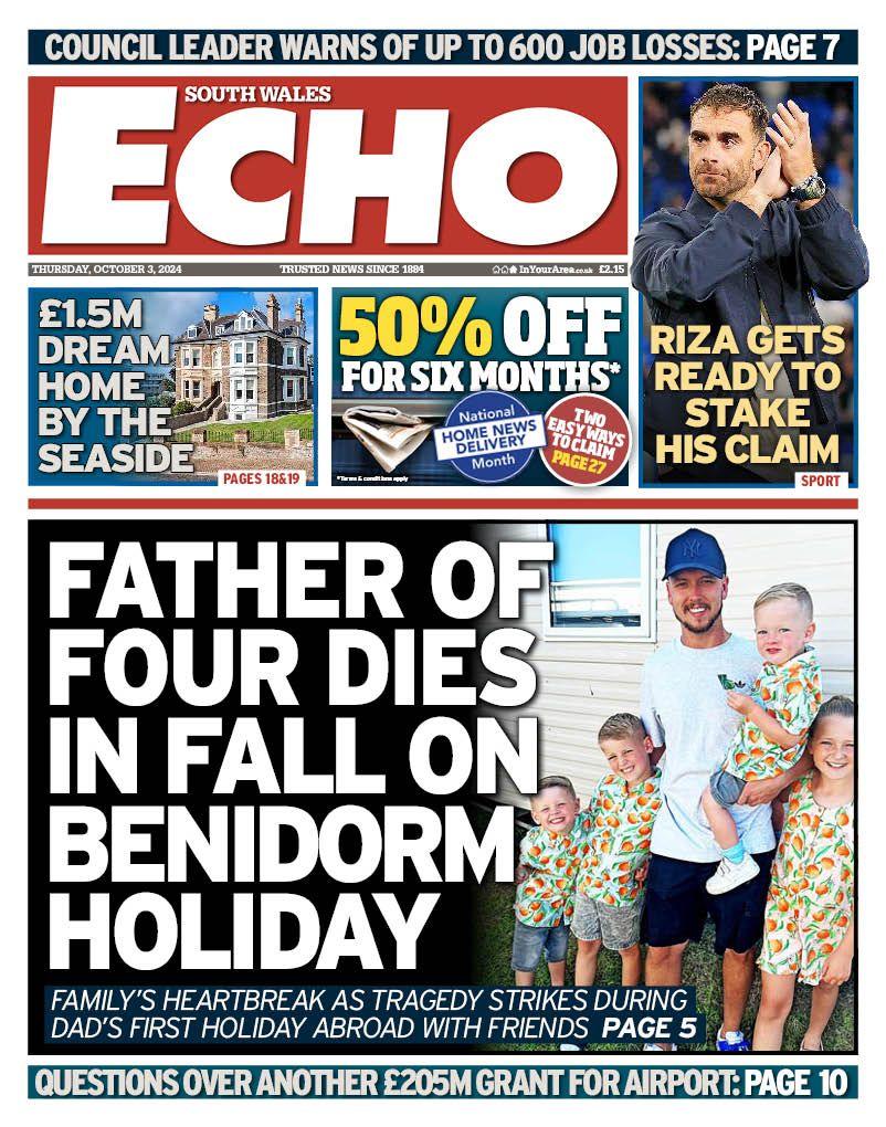 Front page of South Wales Echo