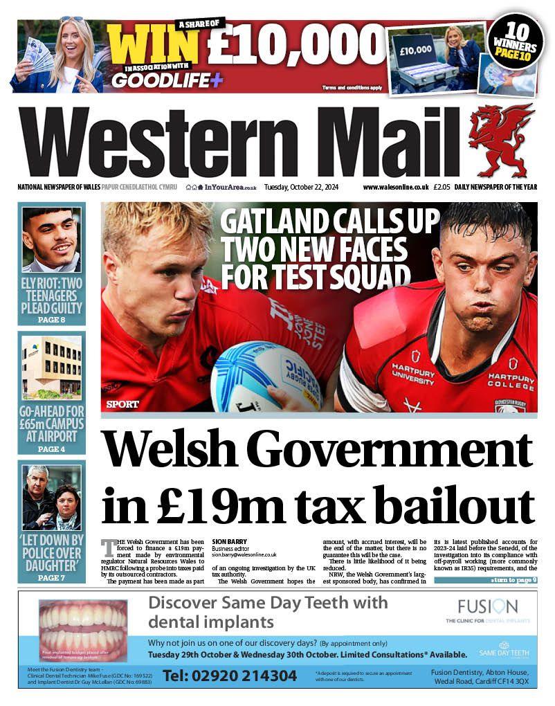 Western Mail front page