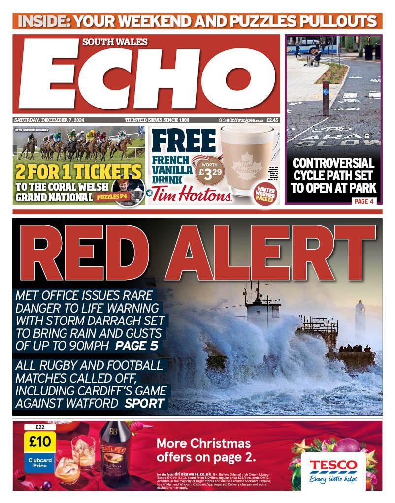 Front page of the South Wales Echo 