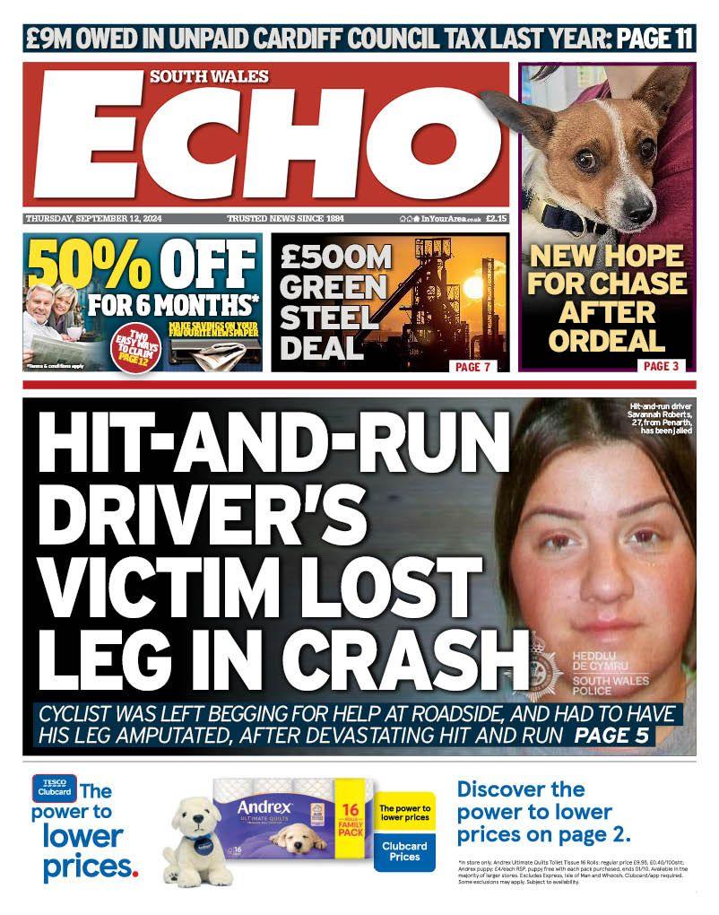 Front page of South Wales Echo