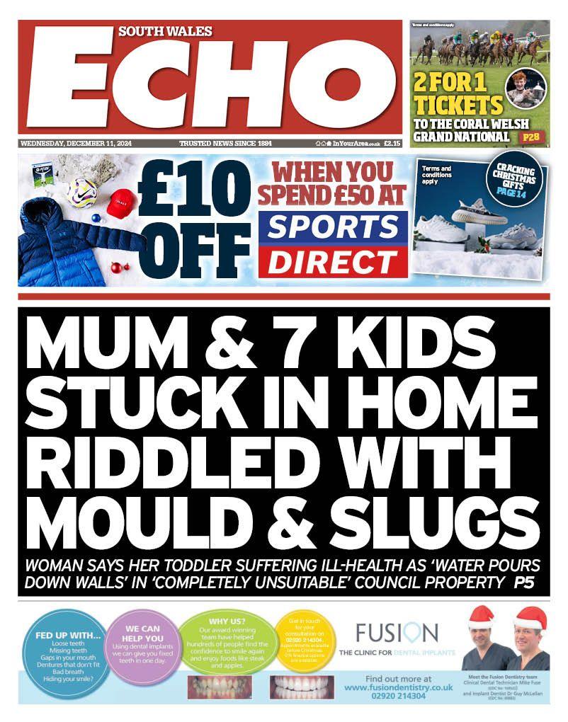 Front page of the South Wales Echo 