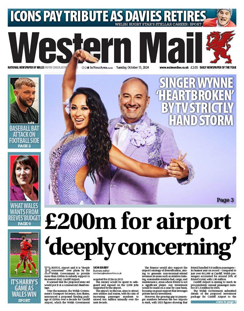 Front page of Western Mail