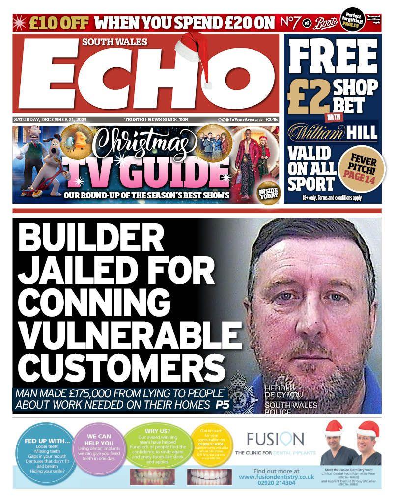 Front page of the South Wales Echo 