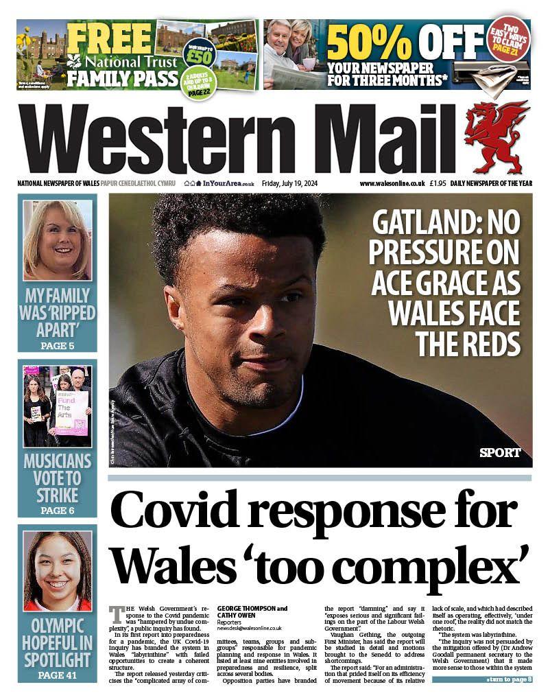 Front page of the Western Mail 