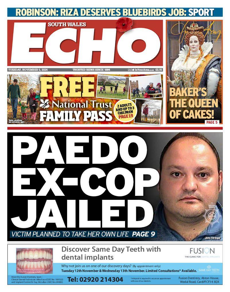 The front page of the South Wales Echo