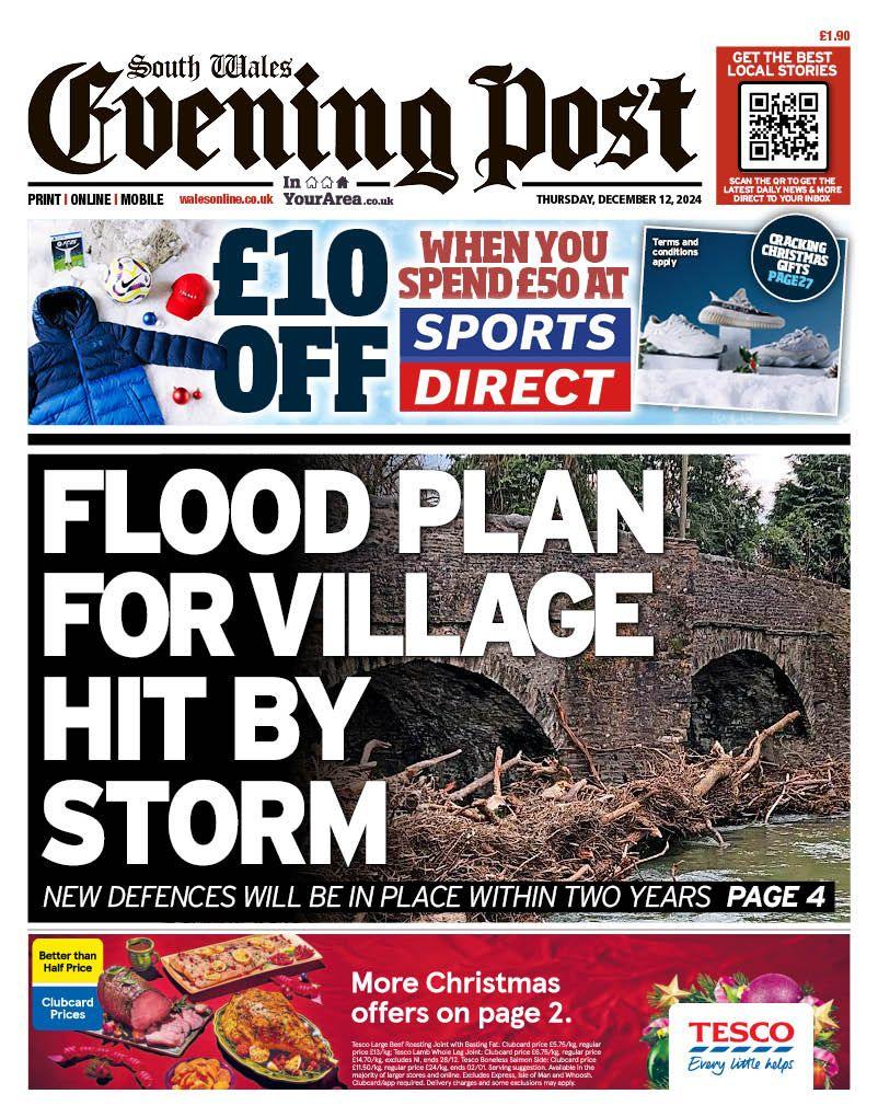 South Wales Evening Post front page