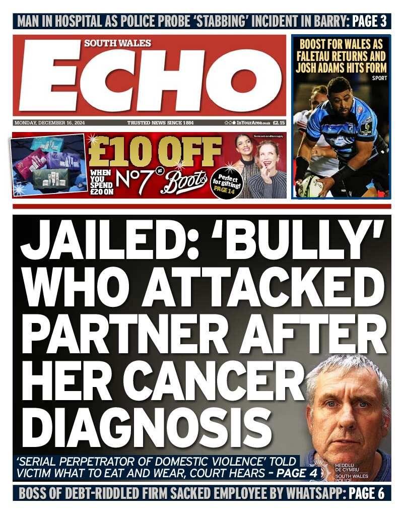 South Wales Echo front page