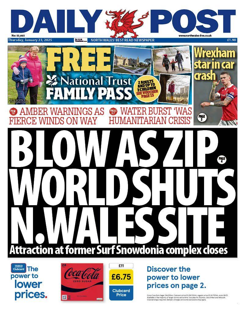 Front page of the South Wales Post