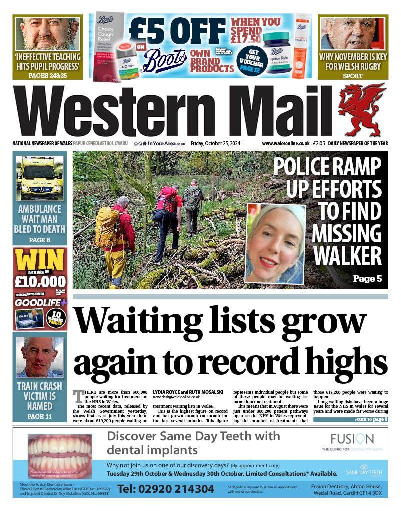 Western Mail front page 