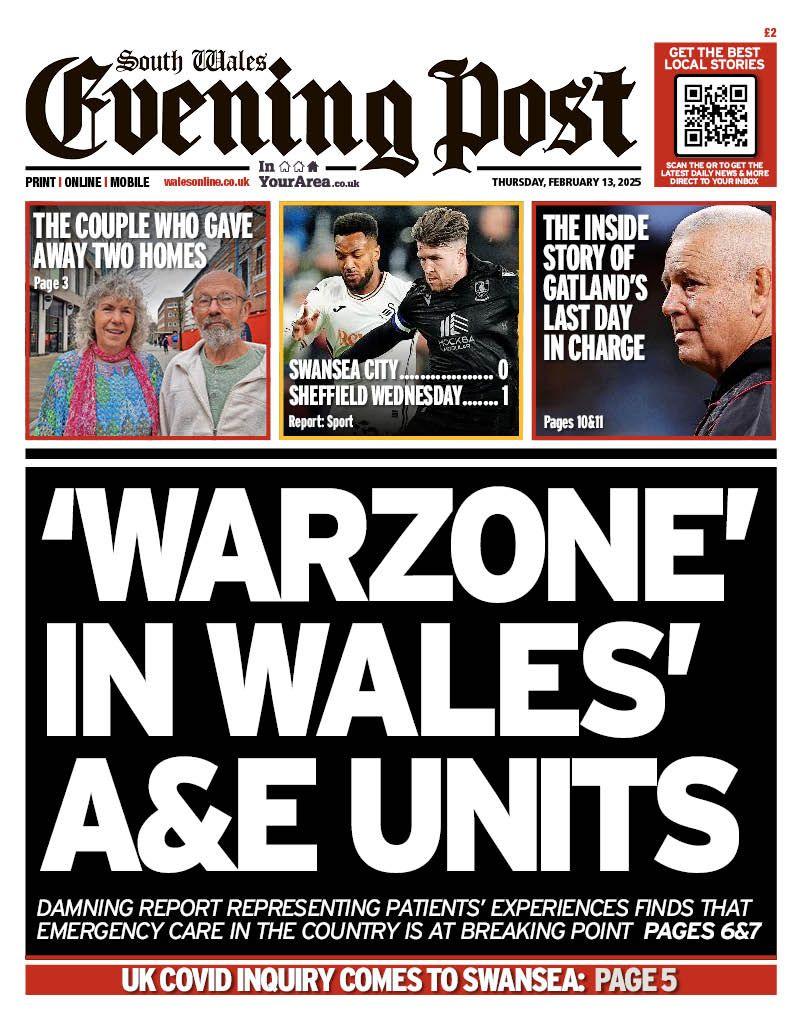 South Wales Evening Post front page