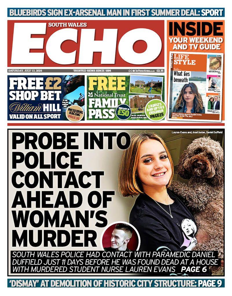 Front page of South Wales Echo