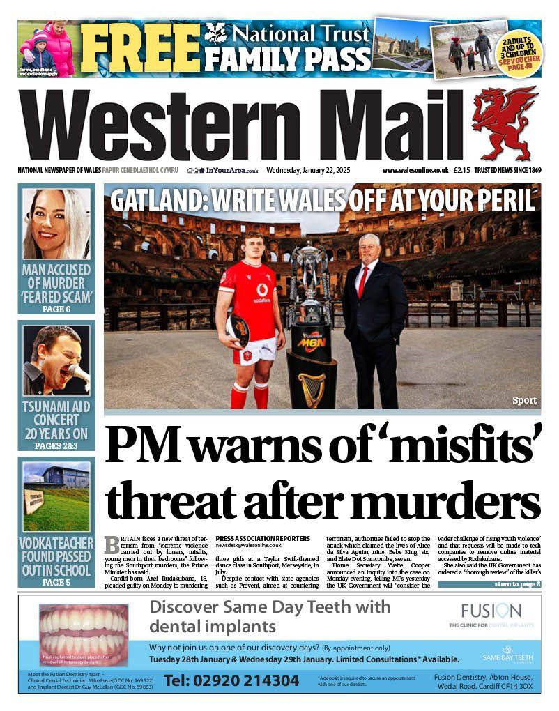 Front page of the Western Mail 