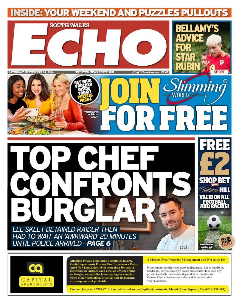 Front page of the South Wales Echo