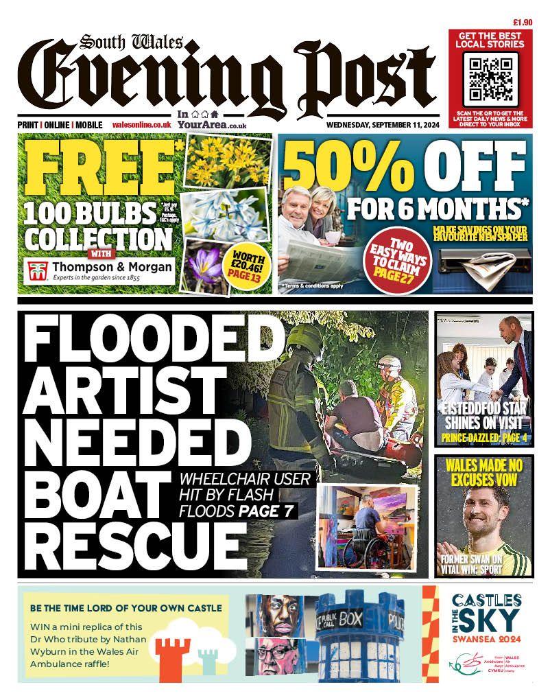 Front page of the South Wales Evening Post