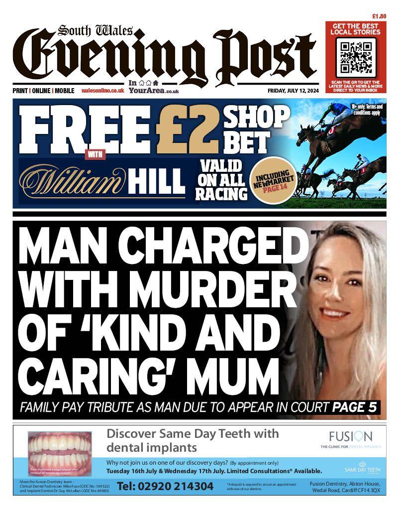 Front page of South Wales Evening Post