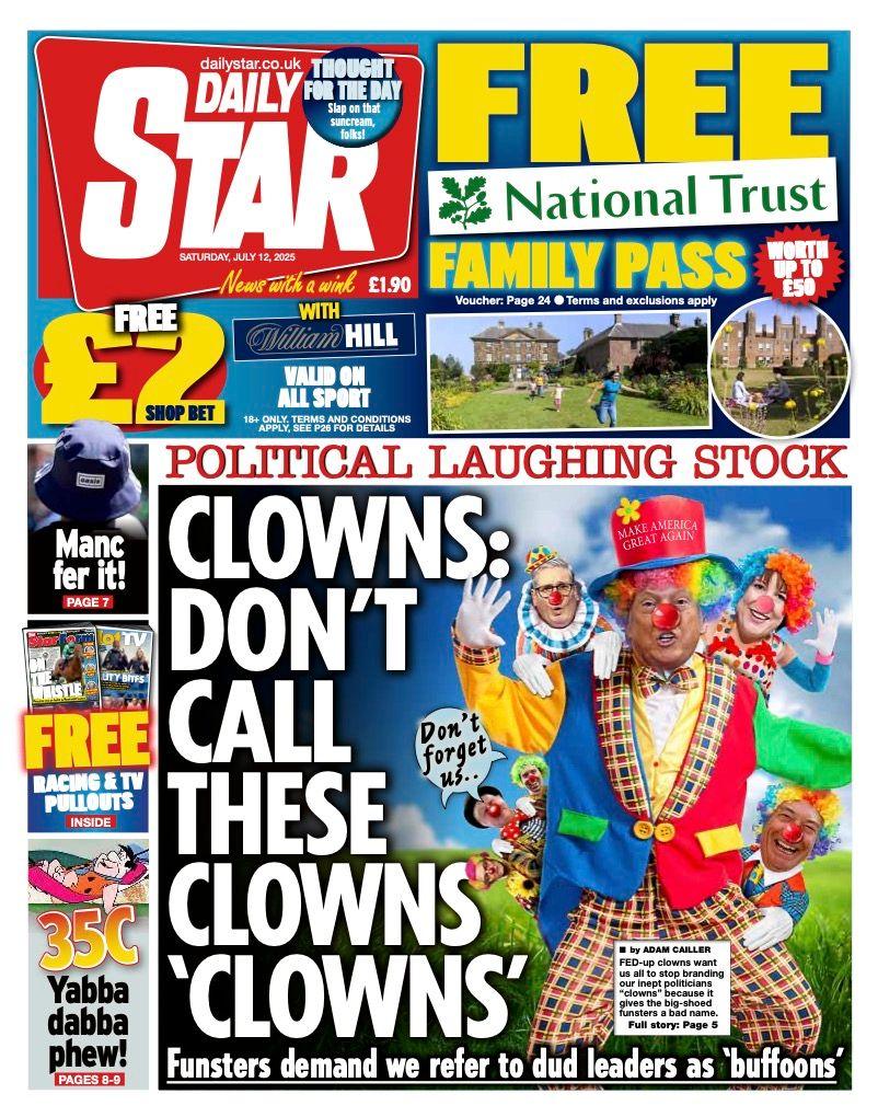 The headline on the front page of the Daily Star reads: "Clowns: Don't call these clowns 'clowns'".