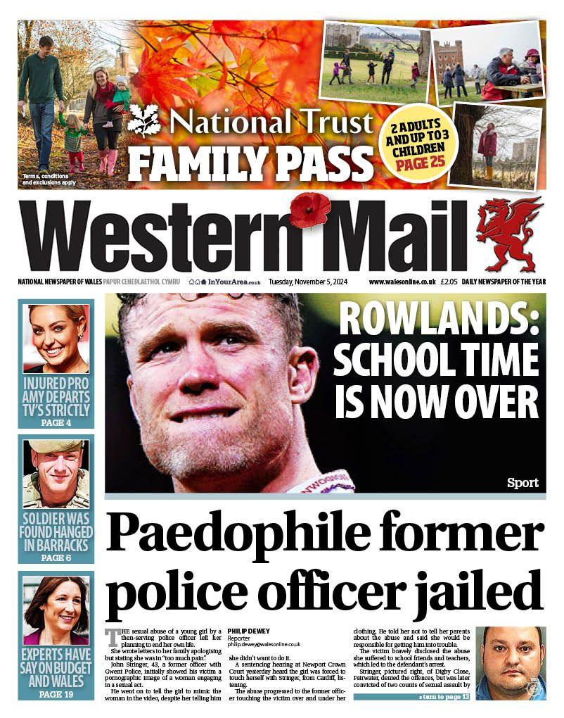 The front page of the Western Mail