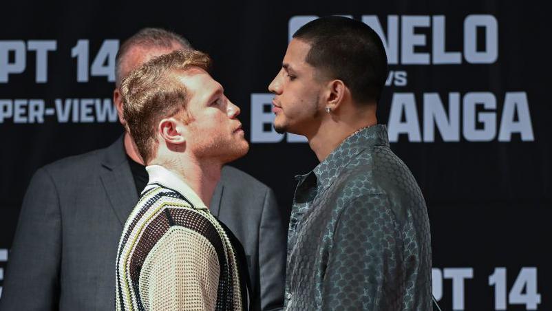 Saul 'Canelo' Alvarez and Edgar Berlanga stand face-to-face