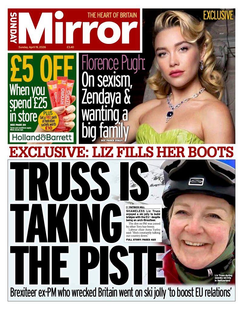 Titulli në faqen e parë të gazetës Sunday Mirror thotë: "Truss po e merr pistën".