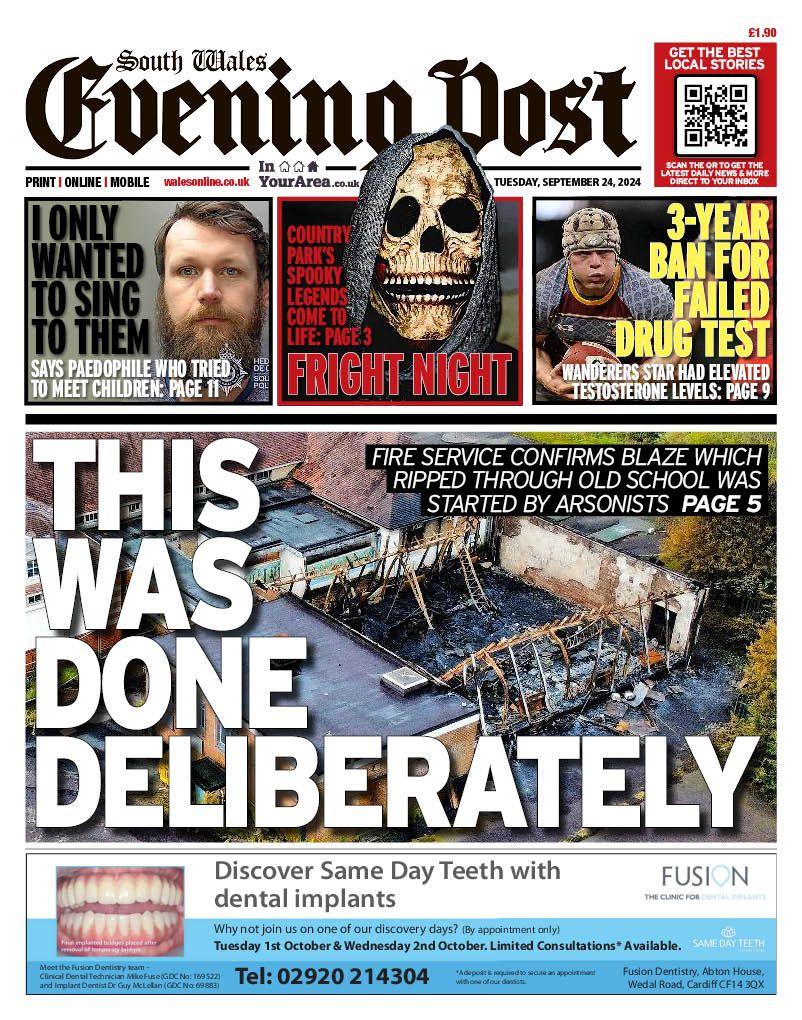 South Wales Evening Post front page