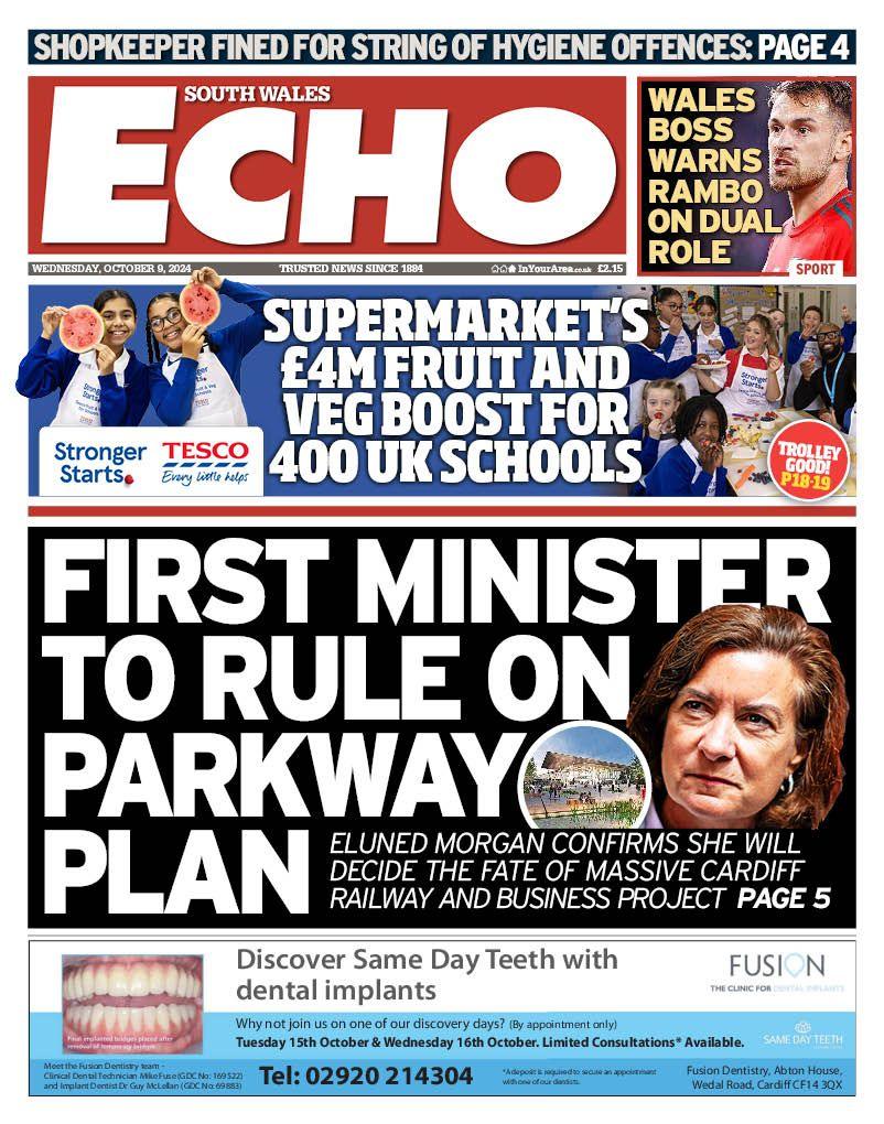 South Wales Echo front page 