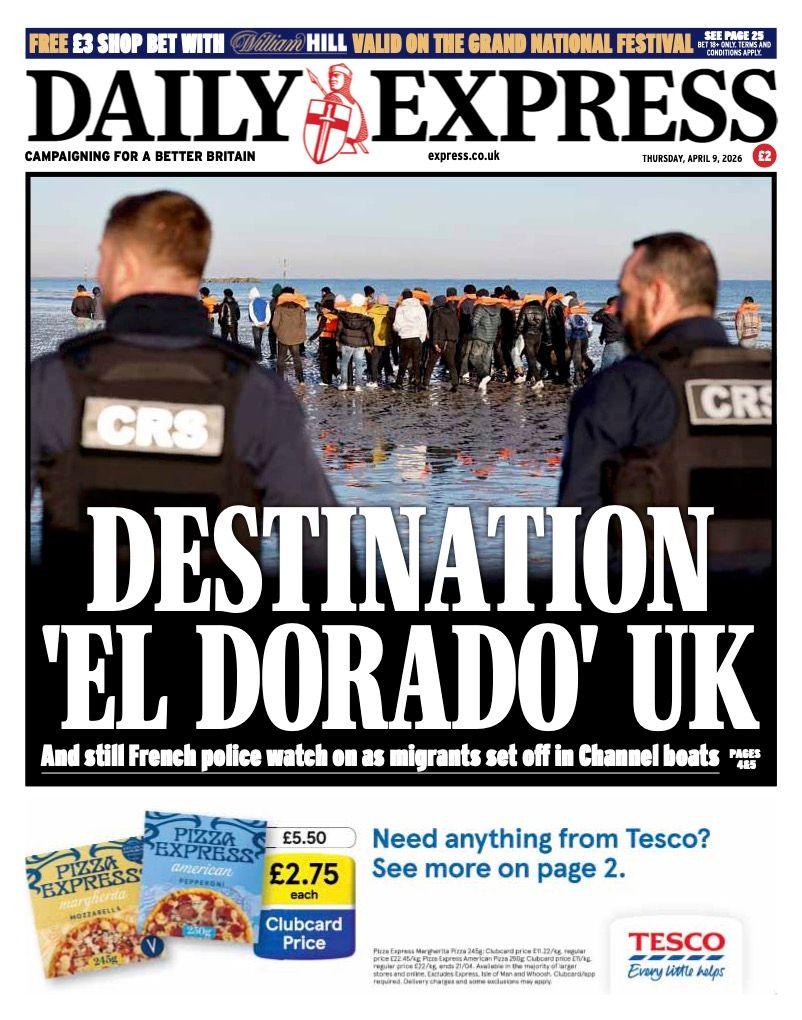 Titulli në faqen e parë të Daily Express thotë: “Destinacioni ‘El Dorado’, Britani e Madhe”.