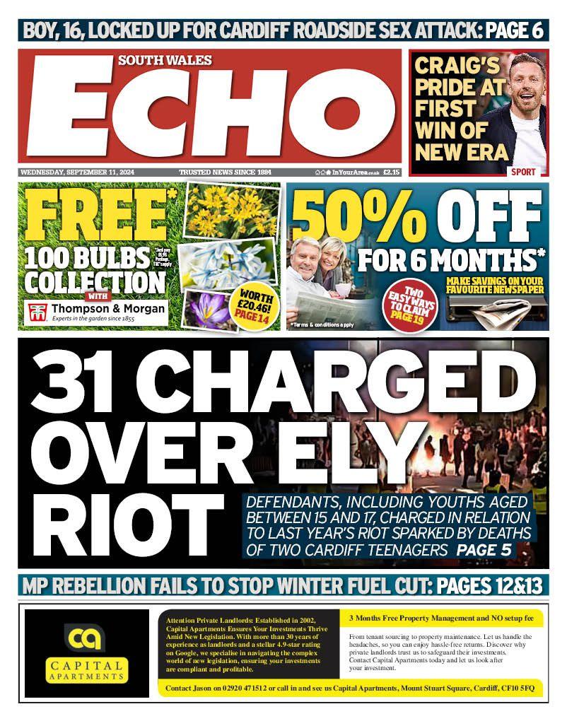 Front page of the South Wales Echo