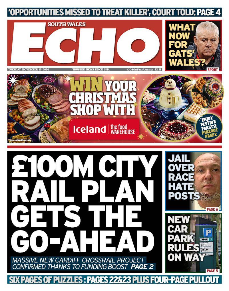 Front page of the South Wales Echo 