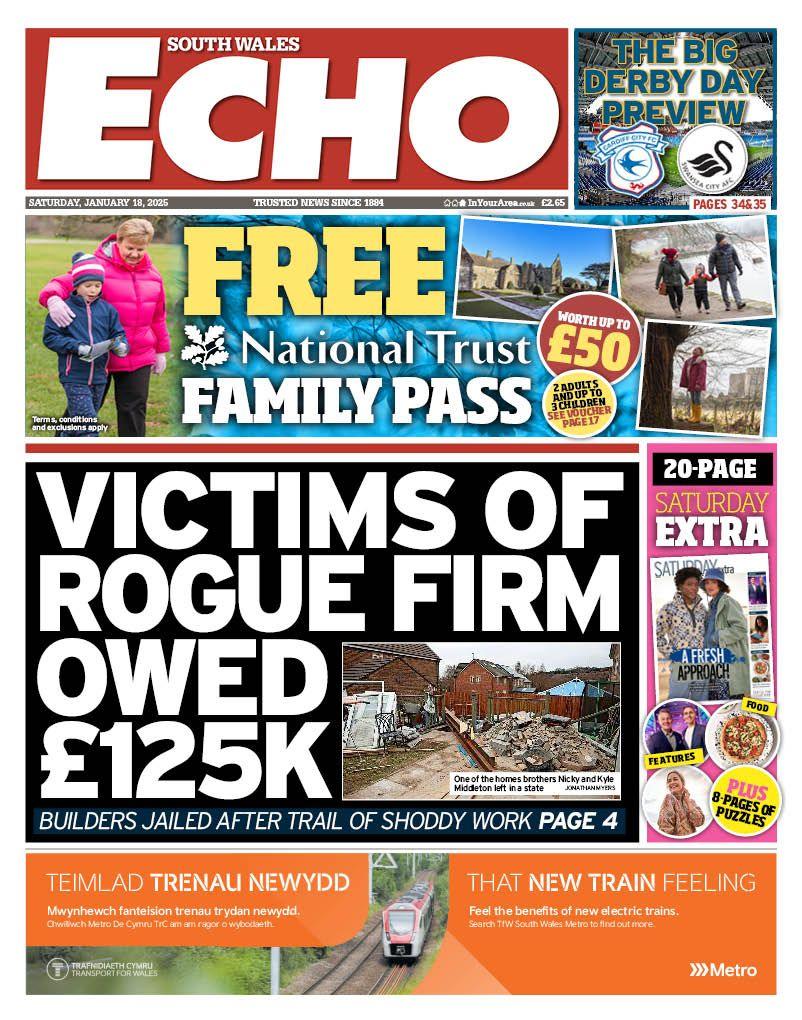 Front page of the South Wales Echo 