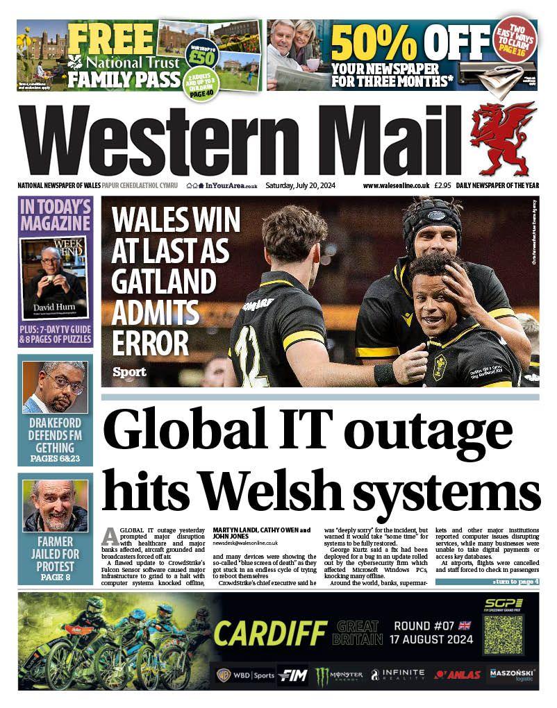 Front page of the Western Mail 