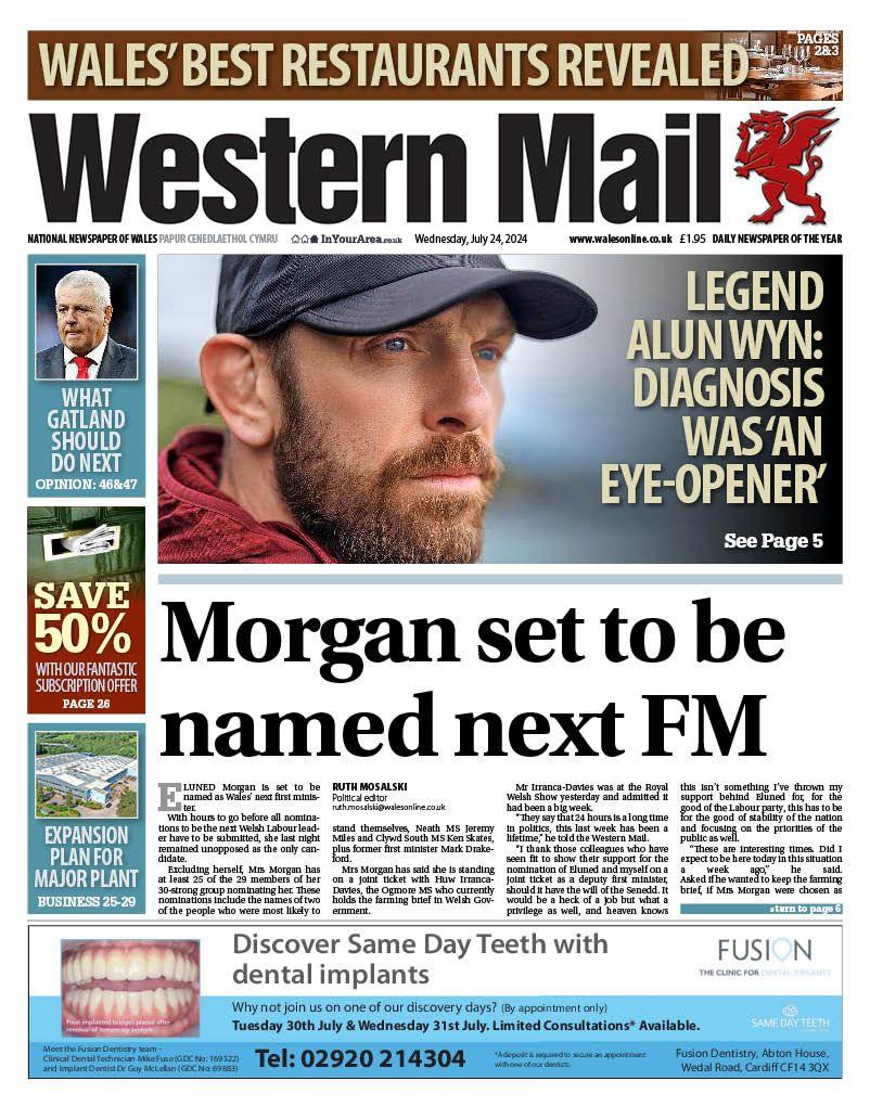 Western Mail front page