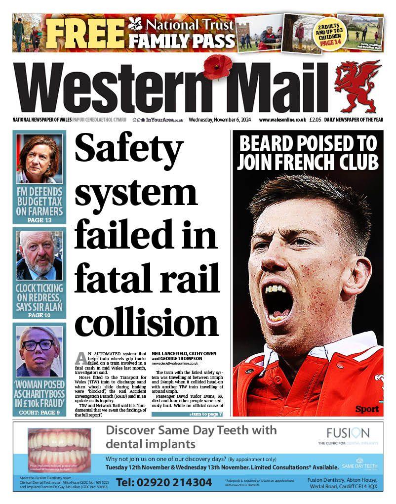 Western Mail front page 