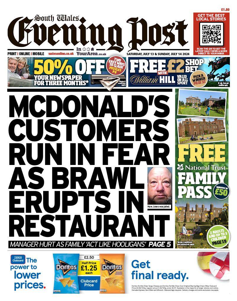 Front page of South Wales Evening Post