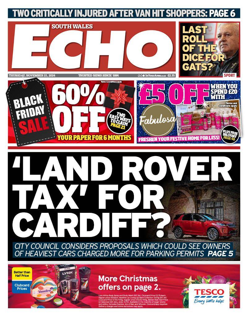 South Wales Echo front page