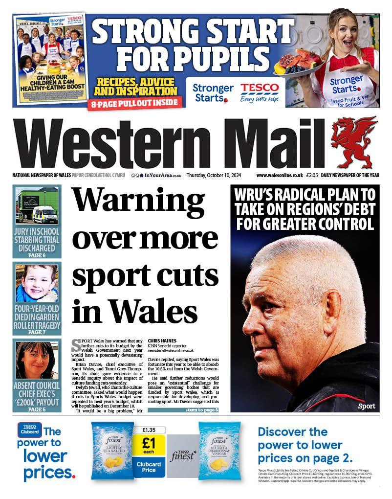 Front page of Western Mail