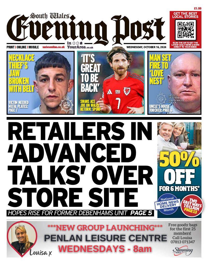 South Wales Evening Post front page